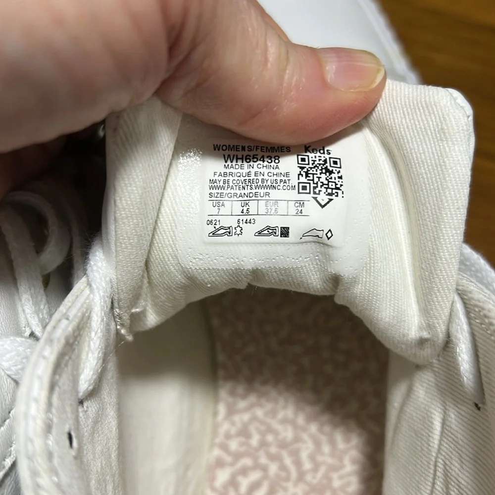 Keds White and Pink High-Top Sneakers with Textured Sole - Picture 10 of 10